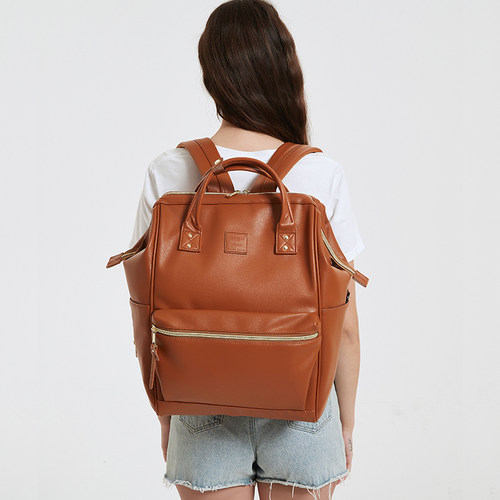 6色新款升级皮质双肩包男女大容量防水电脑书包时尚休闲旅行背包 - 图0