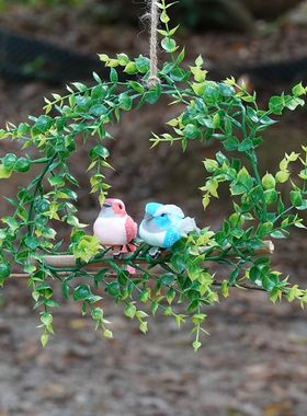 新款仿真鸟可爱客厅盆栽装饰道具造景小鸟假鸟摆件夹子款真羽毛