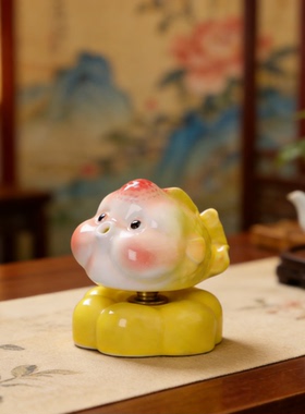 陶瓷小鱼摆件可旋转桌面装饰品彩色小鱼工艺品招财鱼解压
