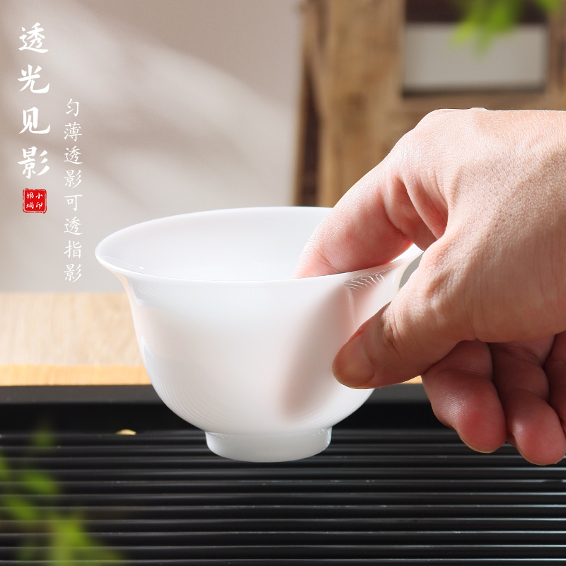 棉小城冰种盖碗茶杯纯白玉瓷单个高档茶具家用功夫泡茶碗三才带盖 - 图2