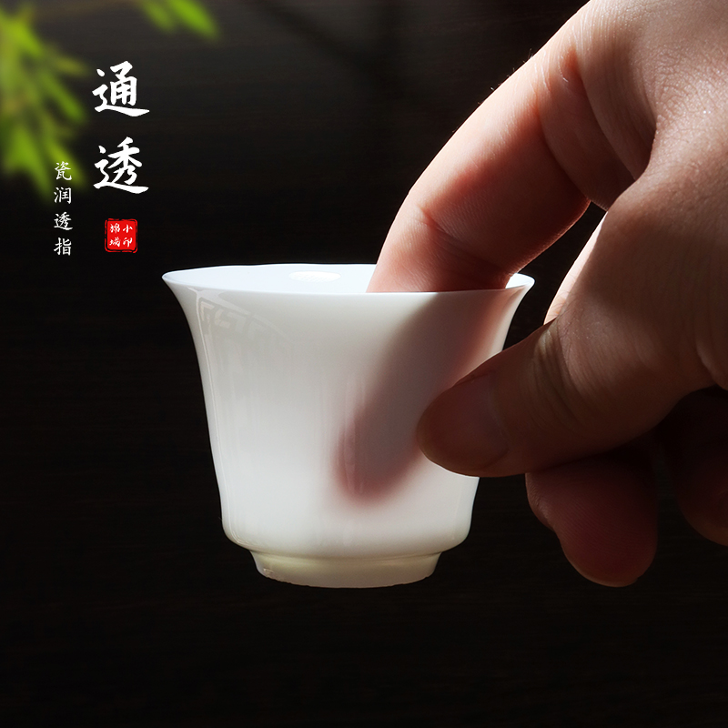 高骨瓷主人杯个人杯超薄胎茶杯纯白功夫茶碗高端透光品茗闻香杯-图1