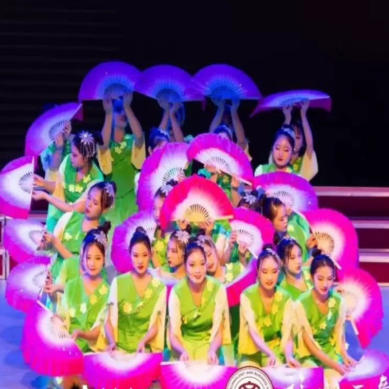 茉莉花舞蹈扇子成人双面跳舞扇儿童表演扇双面玫红学生渐变秧歌扇 - 图1