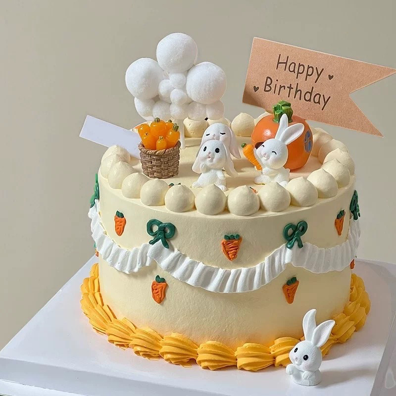 网红森系小兔子蛋糕装饰摆件胡萝卜兔宝宝男孩女孩生日甜品台装扮,淘宝优惠券,粉丝福利购,淘宝优惠卷