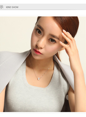 水晶项链 短链 盒子链 方水晶银锁骨链925 小项链小众设计款方糖