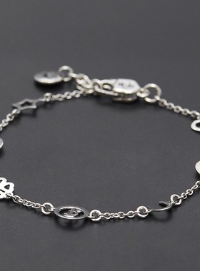 爱心四叶草字母星星多坠薄片手链