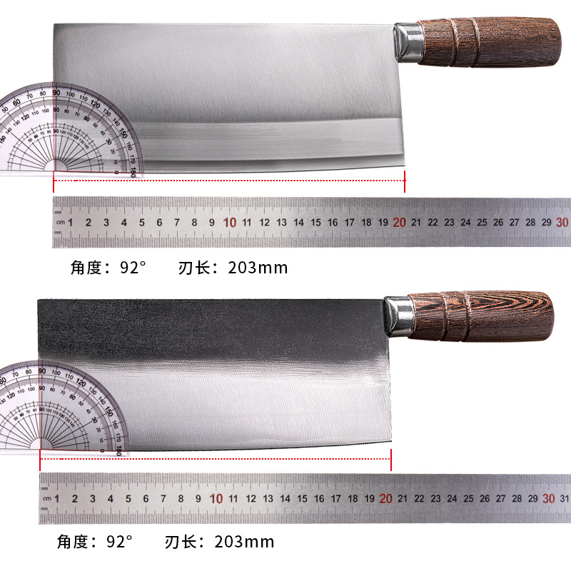 老梅家锻打三合钢夹钢桑刀切片刀锋利高硬度菜刀家用复合钢厨师刀 - 图2