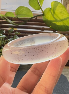 花语玉髓 天然海洋玉髓马料高冰高透满天星玛瑙手镯圈口57mm