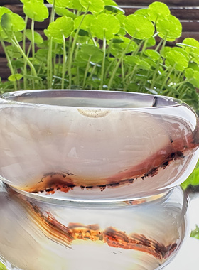 花语玉髓 天然巴西老料水墨画满圈景观加宽加厚玛瑙手镯圈口54.5