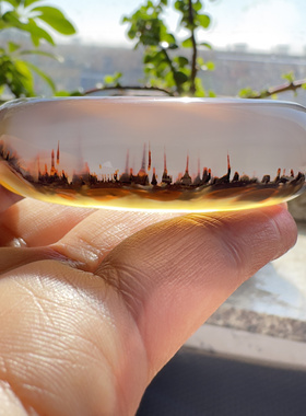 花语玉髓 天然巴西老花料满圈刺景玛瑙手镯54圈口