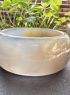 花语玉髓 天然海洋玉髓马料草花荷叶花加宽加厚玛瑙轮胎手镯58.5