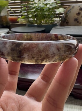 花语玉髓 天然海洋玉髓马料高冰油润多彩水草玛瑙手镯大圈口63mm