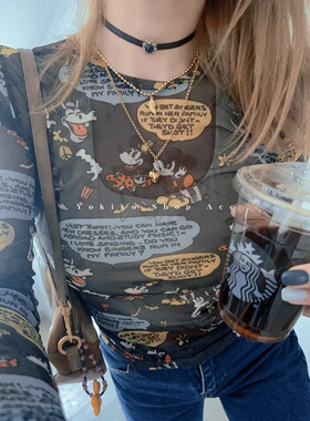 yokikoshop甜酷风黑色皮质蓝宝石颈链金属叠戴双层项链小众设计感