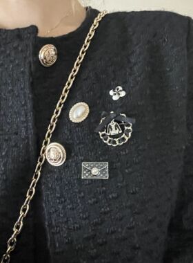 韩国进口小香风珍珠滴釉小胸针组合套装西装diy工作制服配饰