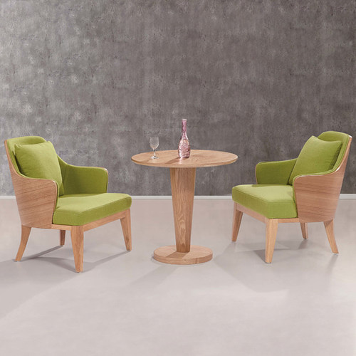 一桌四椅组合洽谈桌椅简约现代商务办公会客接待售楼部实木休闲椅 - 图3