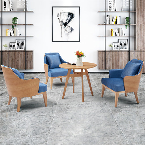 一桌四椅组合洽谈桌椅简约现代商务办公会客接待售楼部实木休闲椅 - 图0