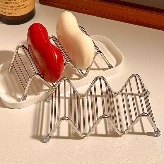 Stainless steel W-shaped hollow ventilated drain soap rack