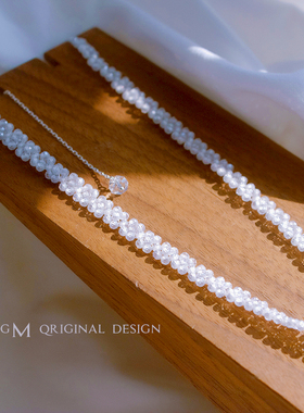 egM蕾丝珠链choker手链两用女