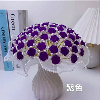 Romantic flocking rose material package handmade diy beaded lotus leaf bottle vibrato decorative bouquet ornaments ວັນແຫ່ງຄວາມຮັກ
