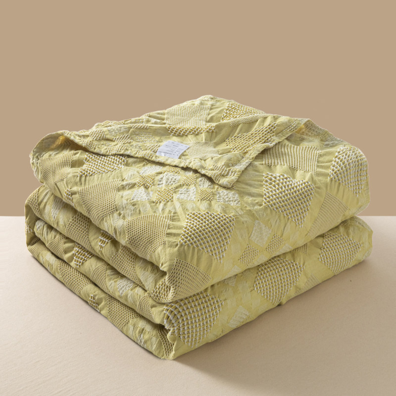 新款全棉纱布休闲毯镂空华夫格毛巾被色织提花双人盖毯办公室毯子,淘宝优惠券,粉丝福利购,淘宝优惠卷