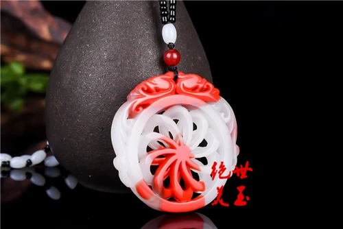 Двусторонная подвеска из нефрита, дракон и феникс