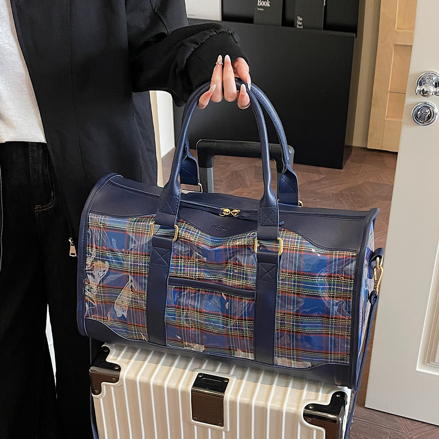 透明包包女式2025新款波士顿手提包大容量通勤单肩斜挎短途旅行包,淘宝优惠券,粉丝福利购,淘宝优惠卷