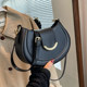 Fashionable simple shoulder bag solid color crossbody bag saddle bag