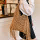 Handwoven bag women's 2025 new trendy fashion beach vacation shoulder bag large capacity popular tote bag
