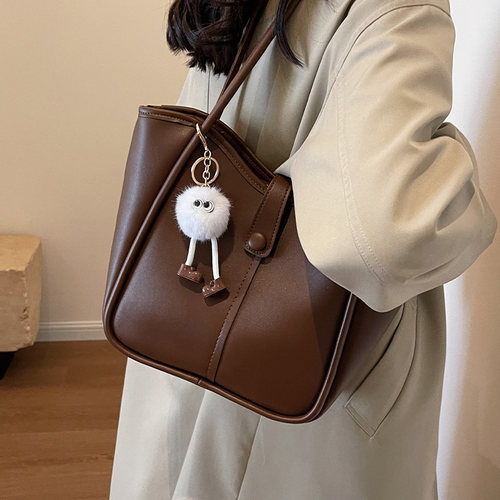 高级感复古包包女2025新款潮美拉德单肩包大容量通勤包爆款托特包 - 图0