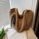 Handwoven bag women's 2025 new trendy fashion beach vacation shoulder bag large capacity tote bag