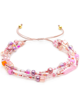 春夏款波西米亚海滩风多层叠戴串珠手绳百搭编织混珠不规则手链女