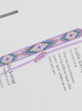 新款欧美个性miyuki几何图案手链女手工编织串珠可调节手链