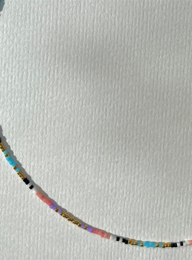 Myuki小米珠手工珠串细小锁骨链ins小众百搭彩色项链女生闺蜜同款