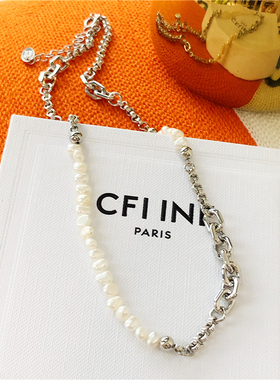 高级感优雅金属链条百搭天然珍珠