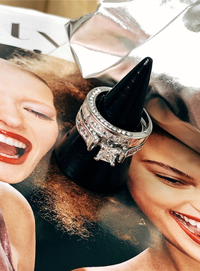 欧美风微镶锆石韩国闪钻戒指