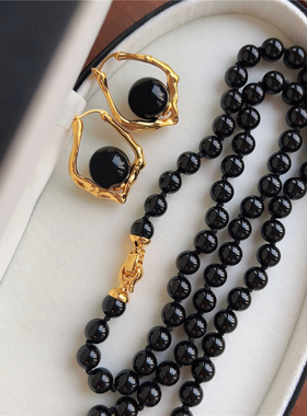 法式复古ins博主fever同款黑玛瑙小众时髦项链