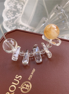 法式简约气质高级感黄花胶锁骨链女百搭通勤气质精白水晶项链女潮