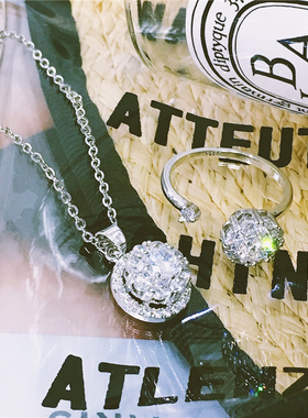 闪钻微镶锆石开口旋转戒指短项链