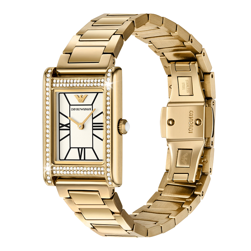 Armani Armani watch women's small square watch retro high-end steel band quartz AR11659