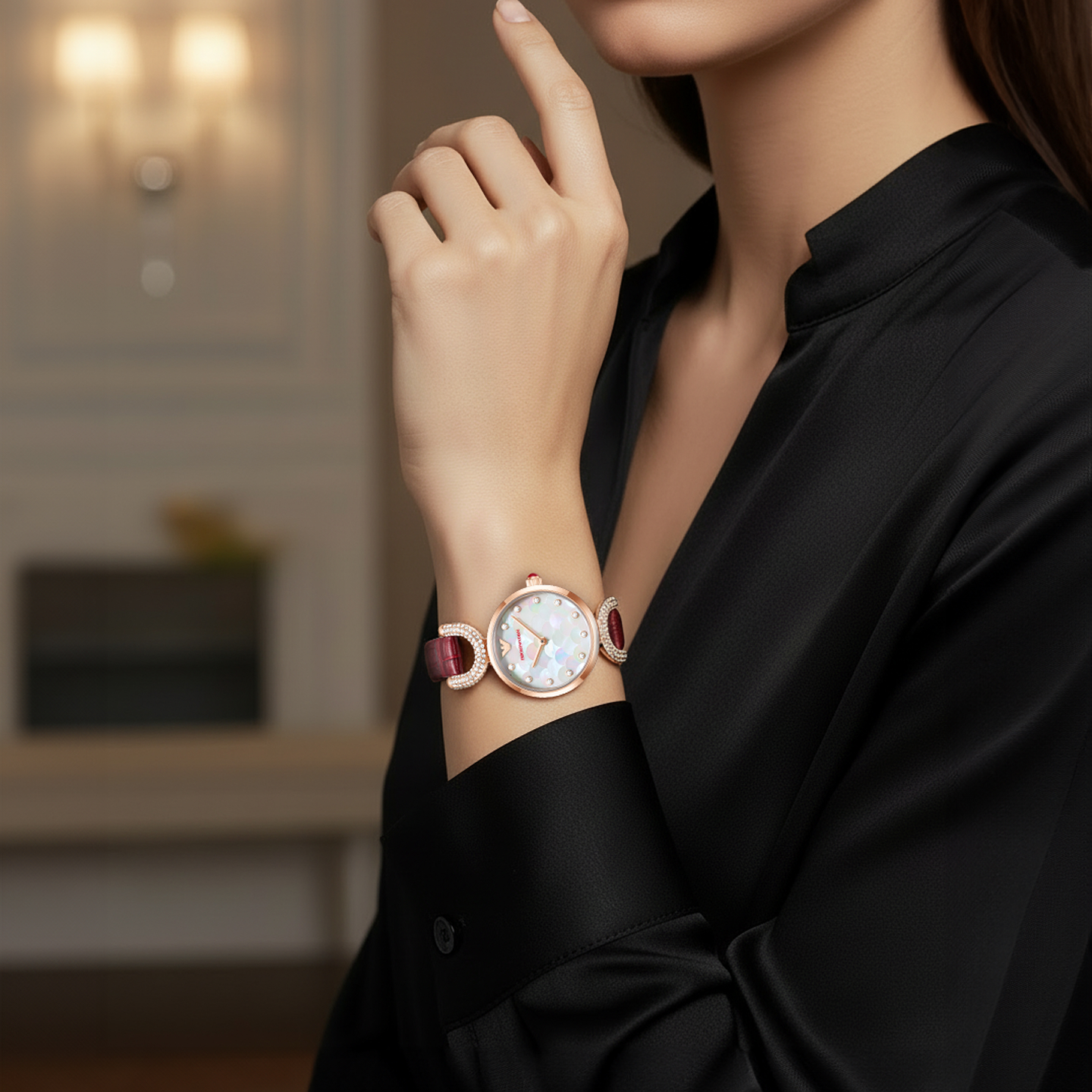 Armani Armani watch female white moonlight quartz watch gift for girlfriend AR11737