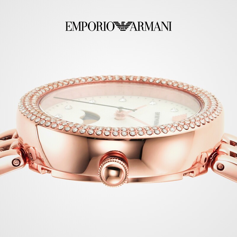 armani阿玛尼玫瑰小圆盘女士石英表 Emporio Armani腕表欧美腕表
