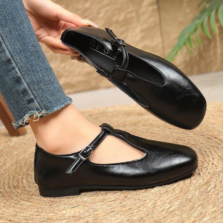 仙女风玛丽珍鞋搭扣单鞋2026春季新款韩版软底平底浅口豆豆鞋女鞋,淘宝优惠券,粉丝福利购,淘宝优惠卷