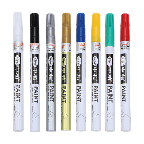 中柏SP150油漆笔0.7mm极细针管彩笔diy创意白色记号油漆笔金色银色彩色设计绘画笔学生动漫手绘黑卡纸白笔 - 图3