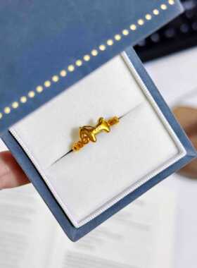 沙金蝴蝶结戒指在逃公主系列开口可调节高级感不掉色婚礼饰品