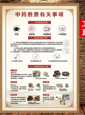 中药房挂图 十八反十九畏配伍禁忌 煎药工作制度诊所中医馆宣传画