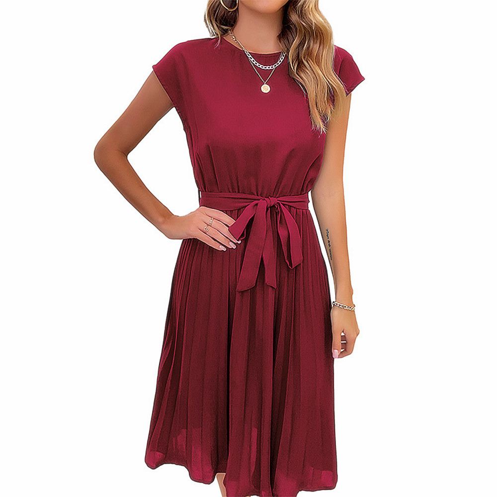 Summer Dress Women Beach Sundress Soild Colour Dresses Lady - 图3