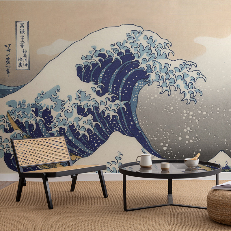 英国原装进口great Wave订制壁画巨浪日式书房客厅背景墙壁纸