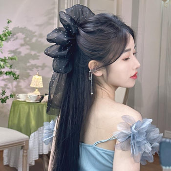 ຍອດນິຍົມ niche handmade temperament versatile super fairy flower ribbon bow ponytail grab clip high-end hair accessories headwear