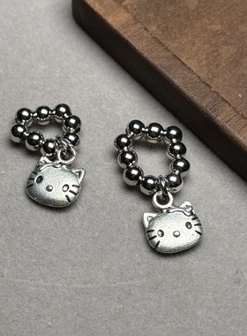 水晶diy仿银helloKitty跑环跑圈吊坠百搭diy饰品配件
