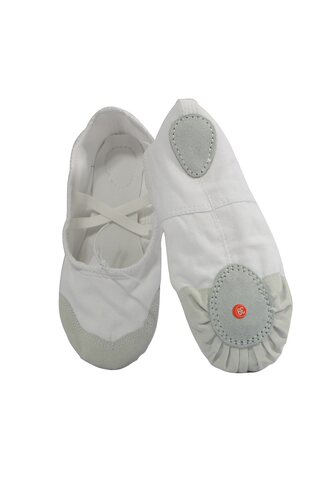 儿童女宝宝红表演系带舞蹈鞋软底芭蕾舞鞋成人瑜珈型体猫爪练功鞋 - 图0