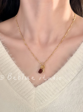 福禄双全~新中式红色葫芦金色项链女小众高级感毛衣链2026超爆款